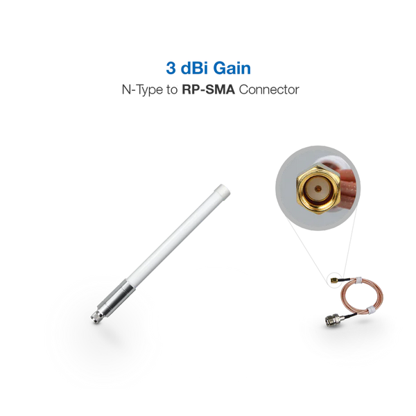 3dBi Fiberglass Antenna | Supports 433Mhz, 470-510Mhz, 860-930Mhz