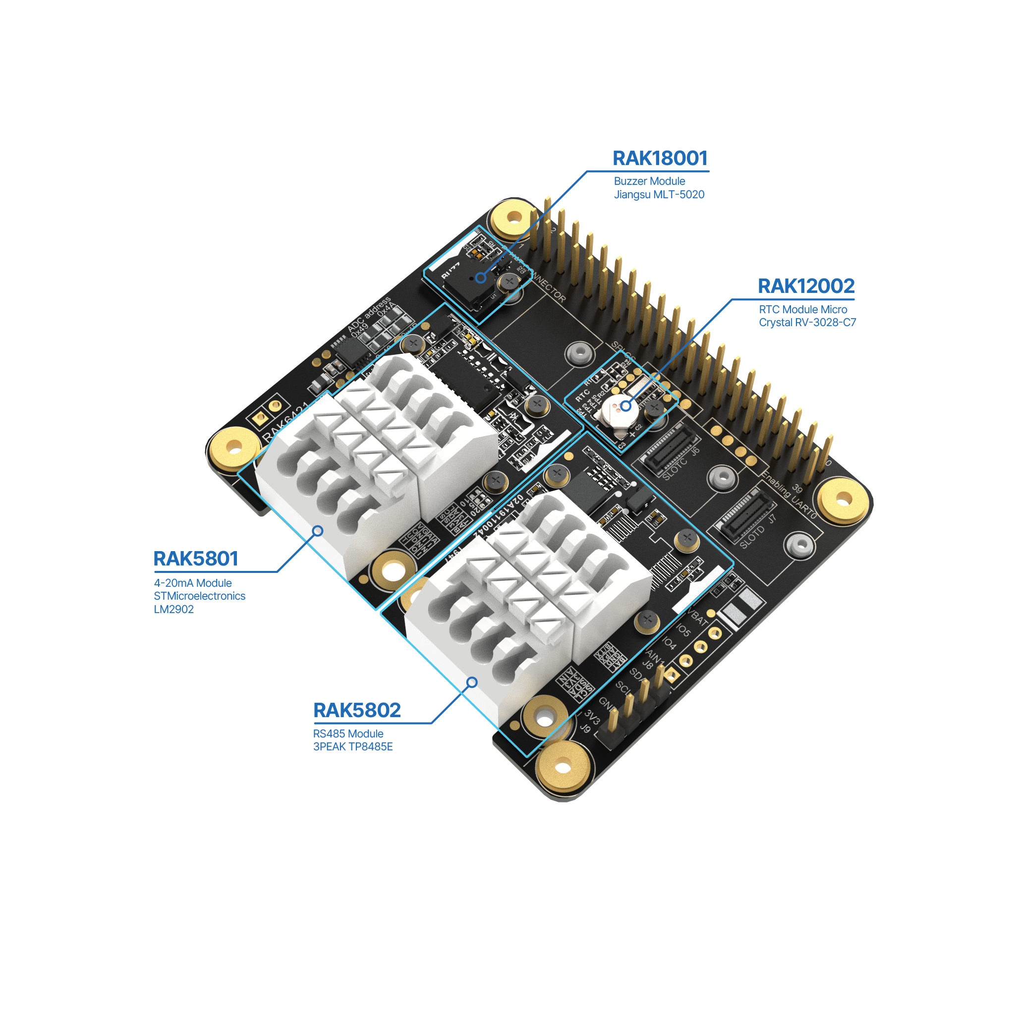 Modular Raspberry Pi Hat Adapter Board | RAK6421 Modular Raspberry Pi Hat Adapter Board | RAK6421