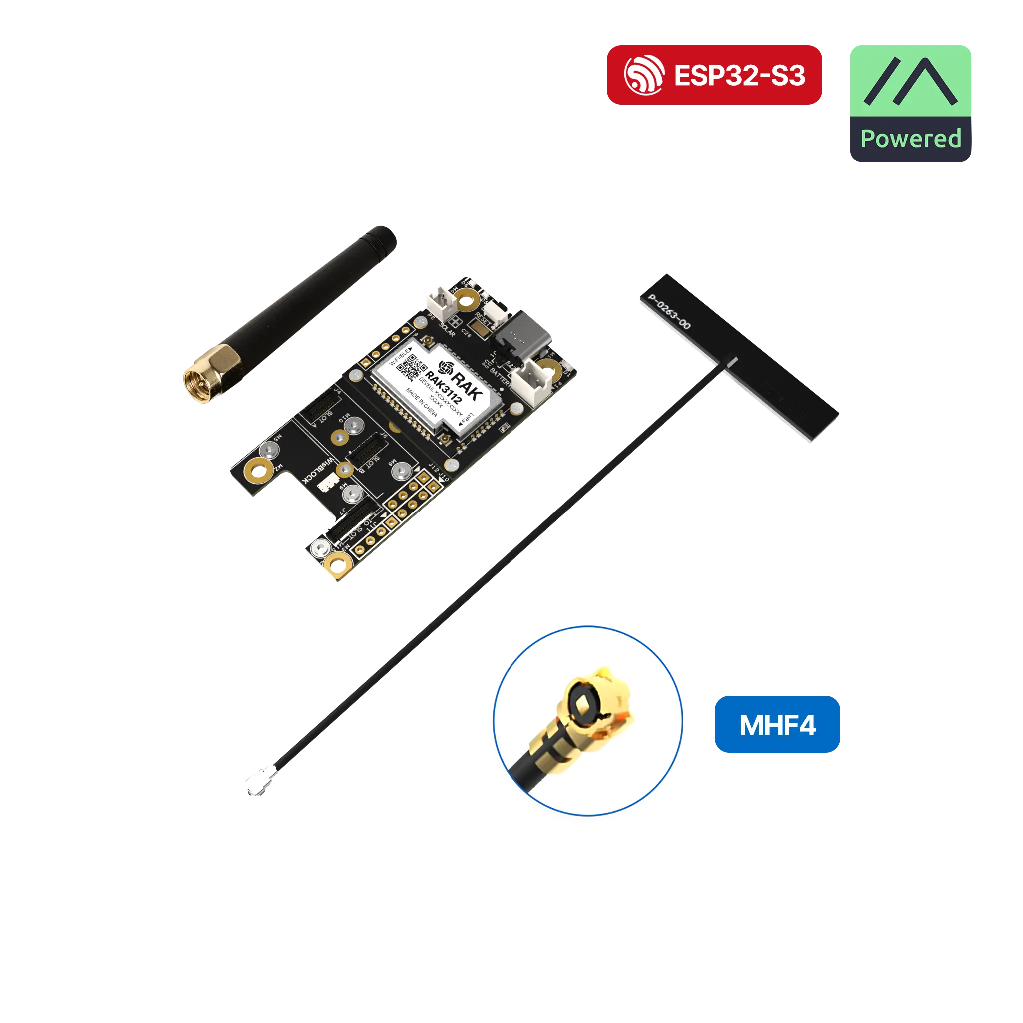WisMesh RAK3312 Starter Kit | Modular WisBlock LoRa mesh kit with ESP32-S3 core, pre-flashed Meshtastic firmware, and antenna for off-grid communication
