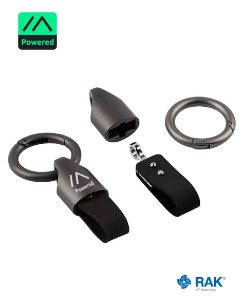 Keychain Holder | Leather strap with metal alloy head for carrying WisMesh devices or other IoT trackers.