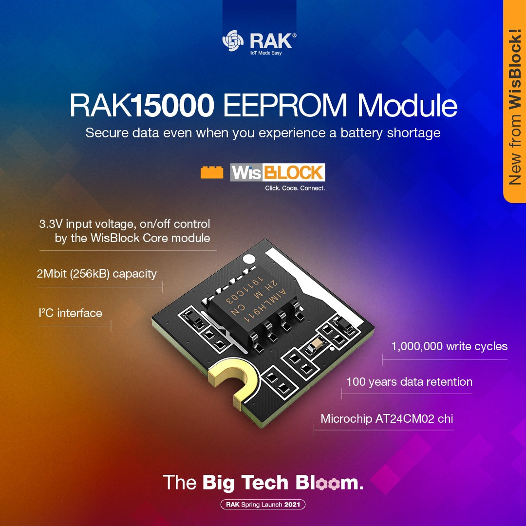Low Power EEPROM Module Microchip AT24CM02 with I2C - RAK15000