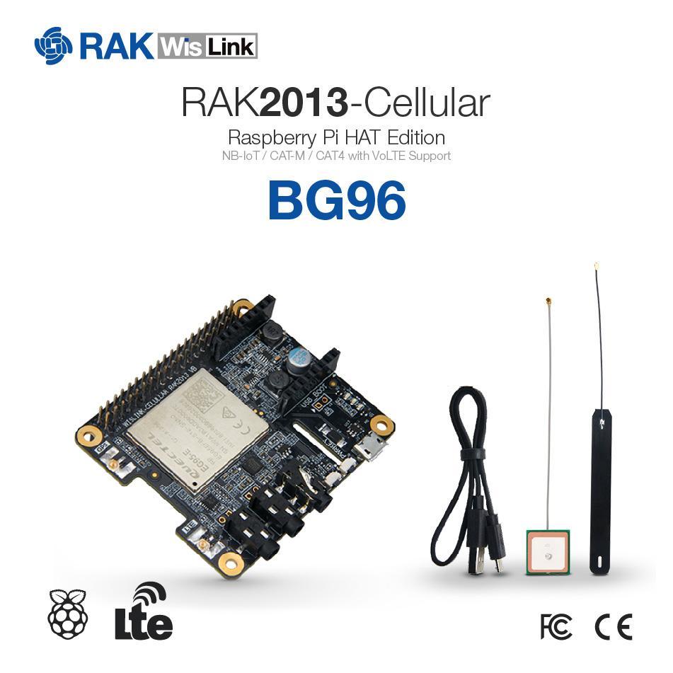 Cellular Raspberry Pi RAK2013 Cellular BG95-M3 Pi Hat: 4G, Nb-IoT, Cellular for Raspberry Pi