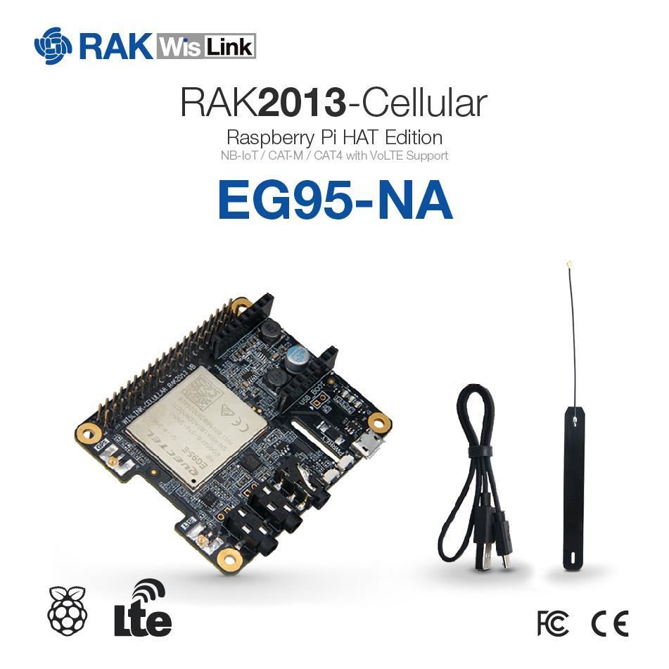 RAK2013 Cellular BG95-M3 Pi Hat: 4G, Nb-IoT, Cellular for Raspberry Pi